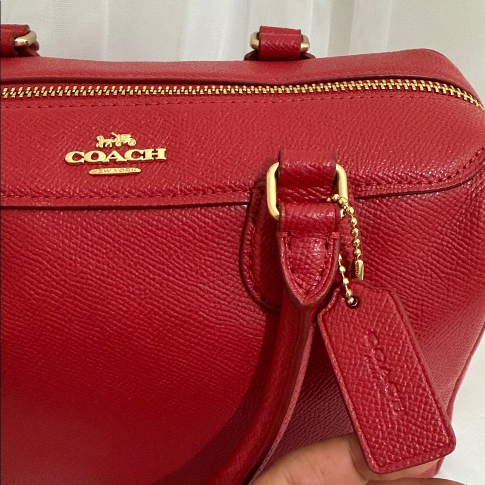 Coach Leather Satchel (Cherry red) - Picture 2 of 10